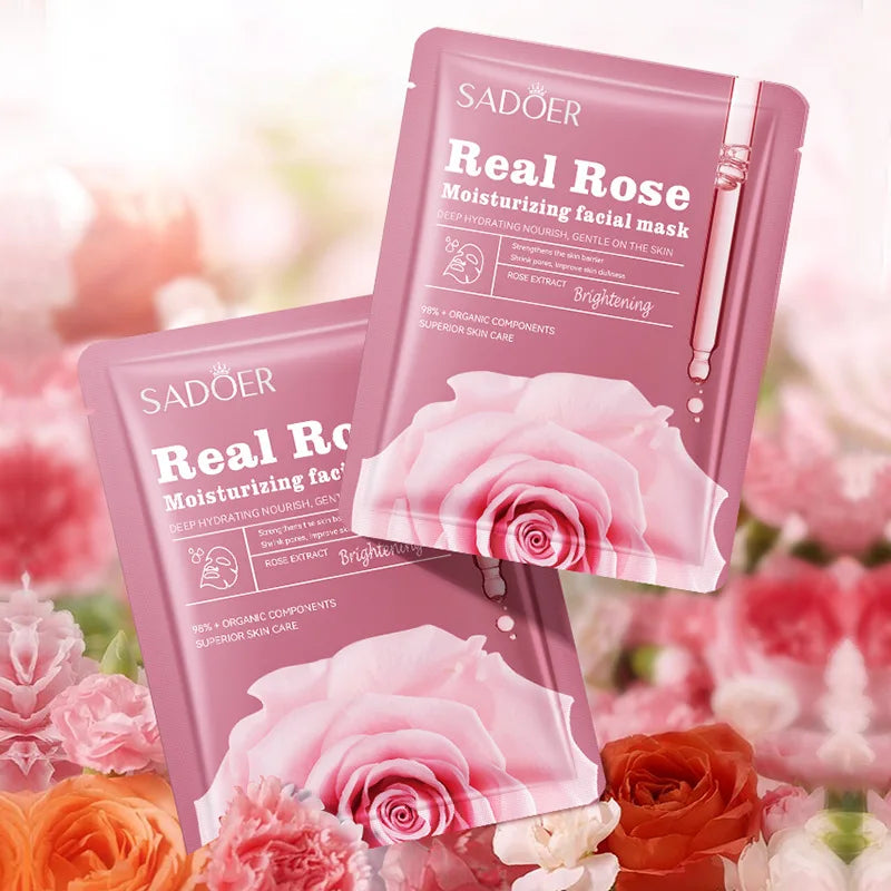 SADOER Fruit & Floral Face Masks | 10PCS Hydrating & Firming Sheet Mask Set with Chamomile & Blueberry