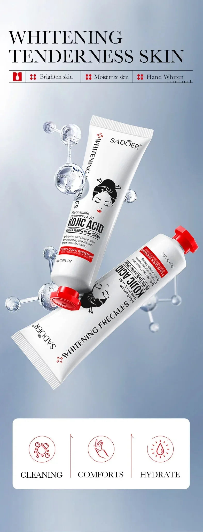 Kojic Acid Anti-wrinkle Hand Cream Skin Soften Nourish Anti-drying Whitening Moisturizing Korean SkinCare Cracked Repair Product