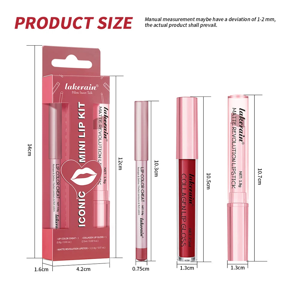 Lip Combo Matte Lipstick + Lip Liner Pen Lip Gloss Set Hydrating Matte Waterproof Long Lasting Lip lipstick set Lip Makeup Set