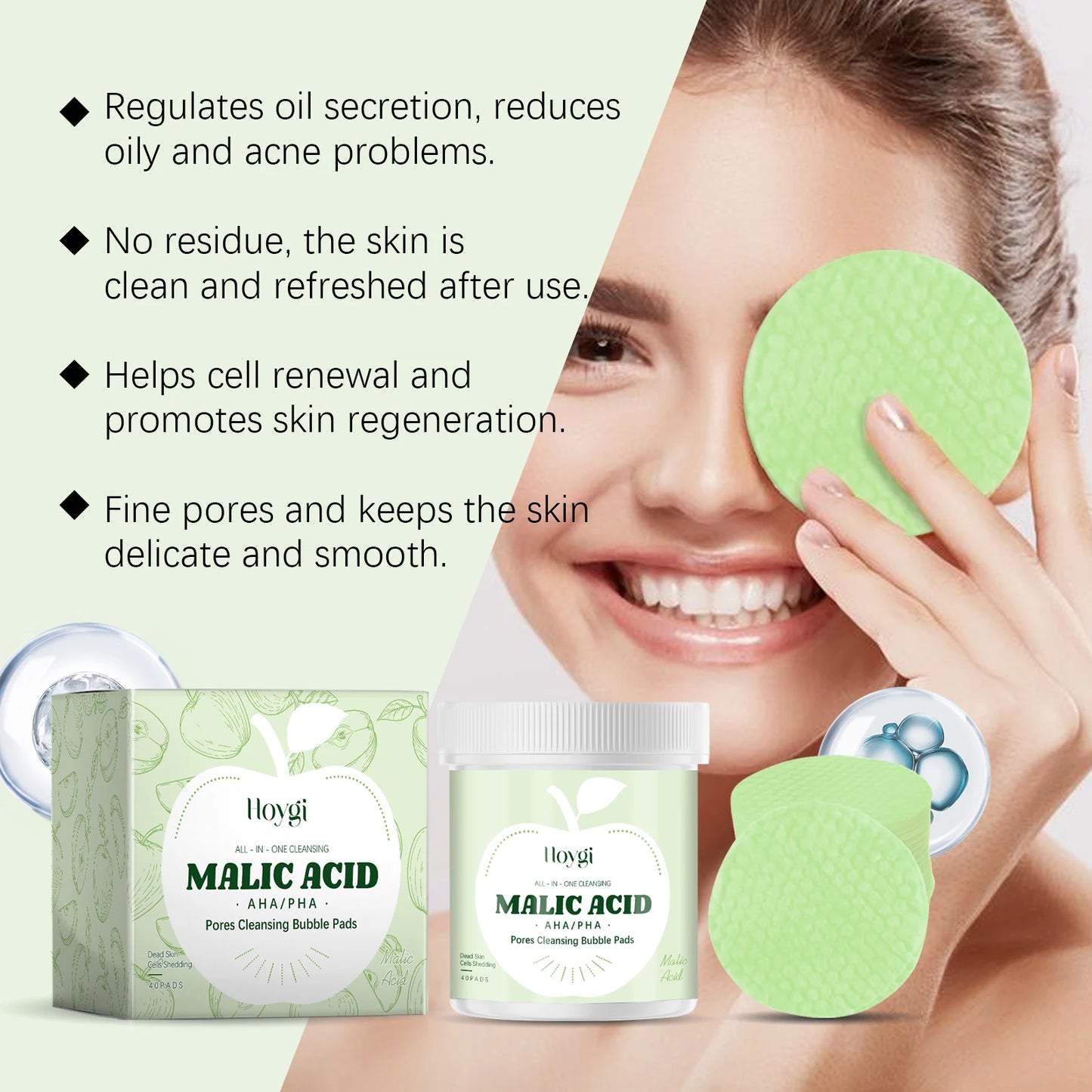 Pore Care Cleansing Pad Malic Acid Exfoliating Pads Facial Sponges Soothes and Refreshes Pores Moisturizes Skin Cleansing Pad