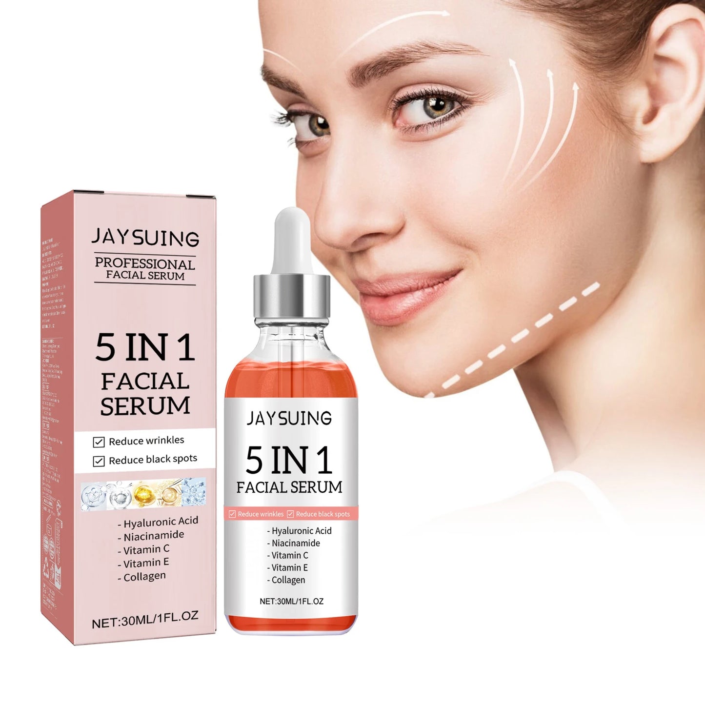 5-in-1 Facial Serum Moisturizes Skin, Firms, Reduces Spots and Acne, Beauty Enhancing Serum