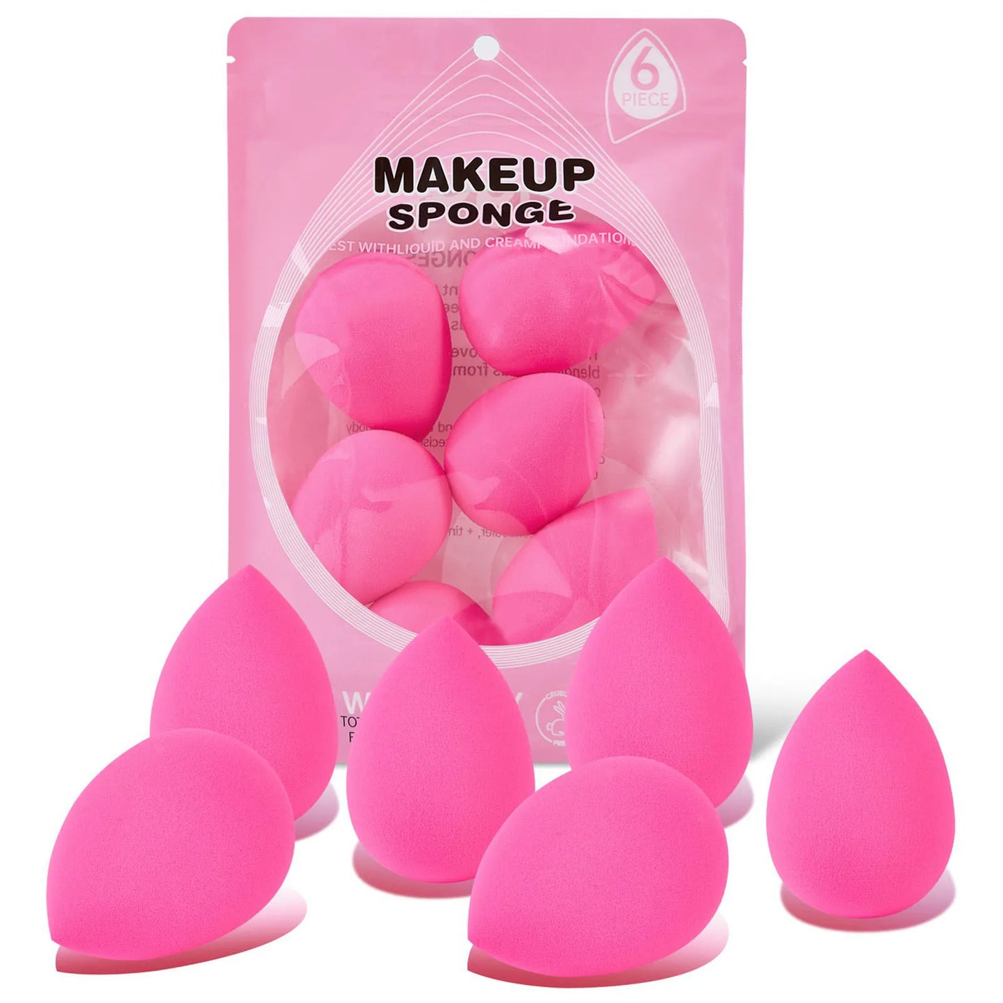 6pcs Makeup Sponge Set Beauty Foundation Blending Sponge for Liquid Cream Powder Rosy Red Beauty Egg Foundation Blending Sponge