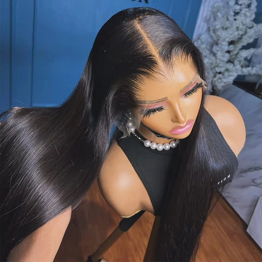 40 50 Inch Straight Human Hair Wig 13x6 HD Lace Frontal 100% Human Hair Wigs 250 Density Remy Pre Plucked Lace Front Closure Wig