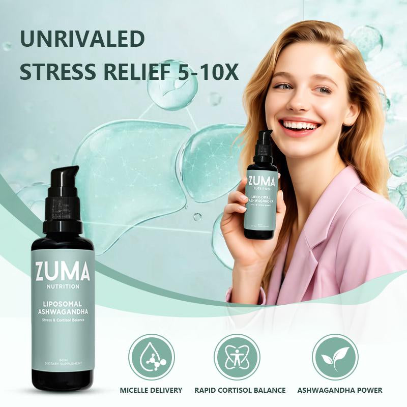 Zuma Nutrition Liposomal Ashwagandha Root Tonic 60Ml Organic Vegan Stress Relief Cortisol Balance for Men Women Supports Liver Health Boosts Immunity Made in USA - Supplement