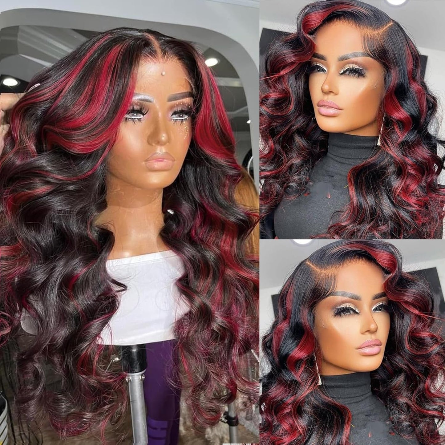 Purple Body Wave 13X4 Lace Frontal Wigs HD Lace Front Wigs Glueless Pre Plucked Bluish Violet Glueless Wigs 28 Inch Soft Hair Natural Hair Line Baby Hair Heat Resistant
