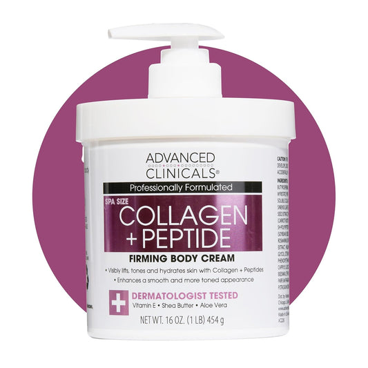 Collagen Peptides Body Lotion & Face Moisturizer | Peptide Infused Collagen Lotion for Women & Men Helps Improve Look of Crepey Skin, Wrinkles, & Uneven Dry Skin Texture, 16 Ounce