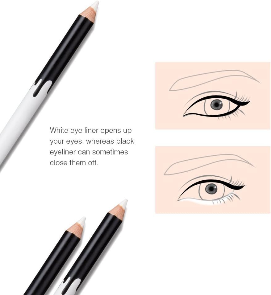 12PCS Black & White Eyeliner Pencil Set | Waterproof, Long-Lasting Multi-Use with Sharpener