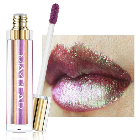 Chameleon Lipstick – Metallic Multichrome Lipstick, Long-Lasting, Fuchsia Green (08)
