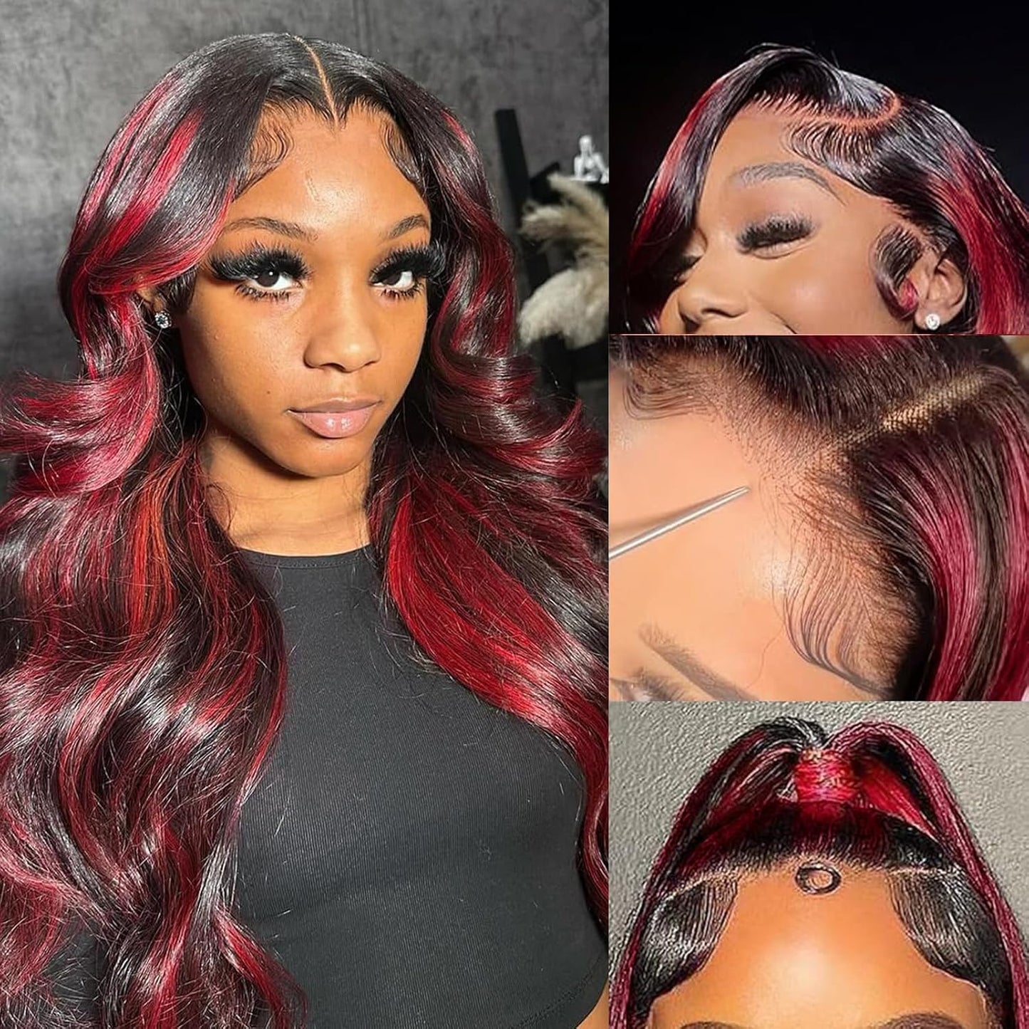 Chocolate Brown Lace Front Wig Long Wavy Curly Hair Wigs Natural Looking Glueless Lace Wigs Heat Resistant Fiber Hair Brown Synthetic Wig for Women Daily Use