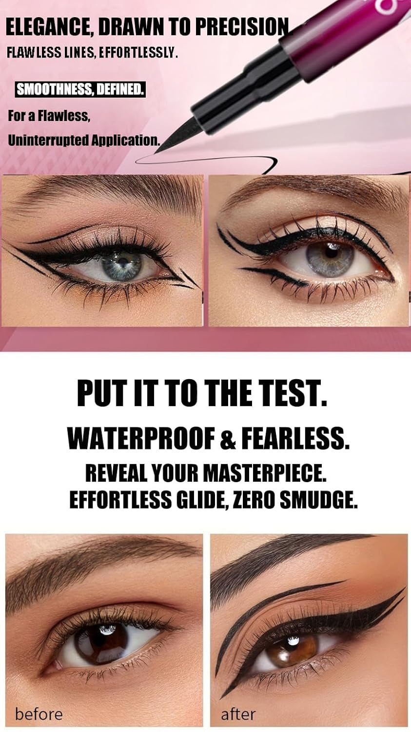 Eyeliner Waterproof Professional Liquid Long Lasting Cosmetics Eye Liner Pen Black 12 Pcs