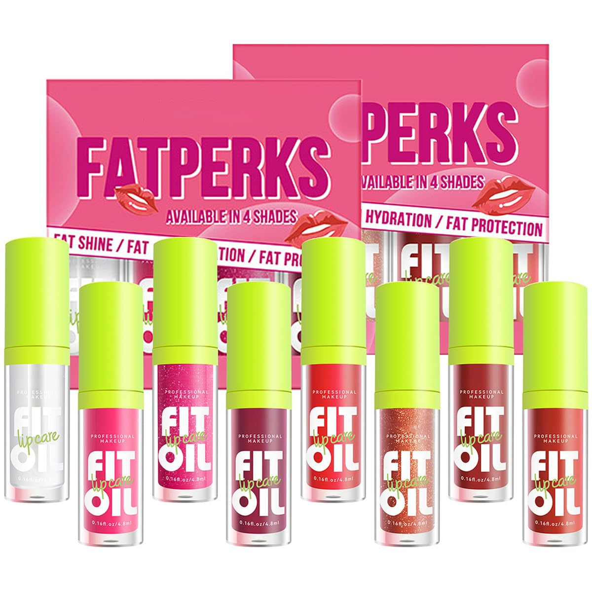 Hydrating Lip Oil, Big Brush Head Glaze Shiny Transparent Glow Oil, Nourishing & Non-Sticky Long Lasting Fresh Clear Smooth Care Plumping Oil (Set B)