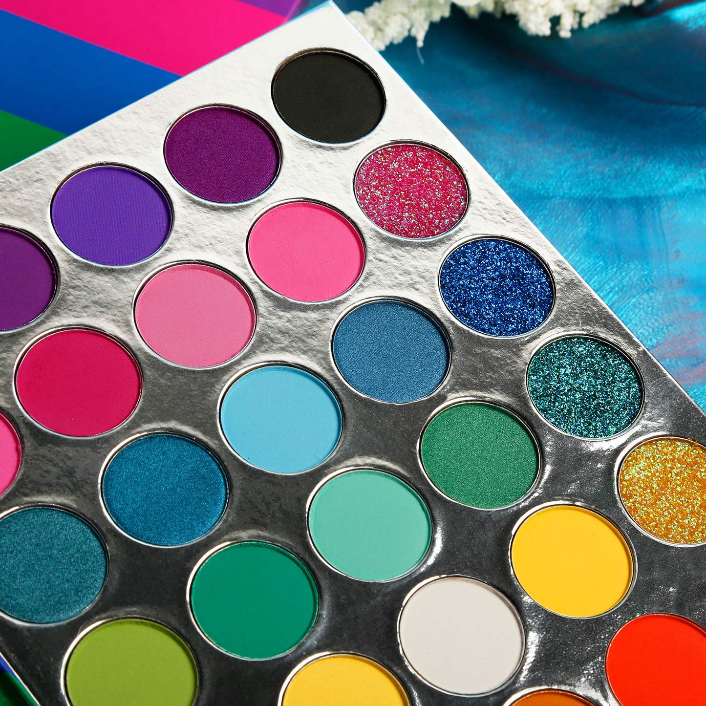 Rainbow Eyeshadow Palette Matte Shimmer Pressed Glitter, Pigmented Colorful Eye Shadow Pallets, Pink Red Orange Yellow Green Blue Purple 35 Color, Bright Prime Makeup Palette