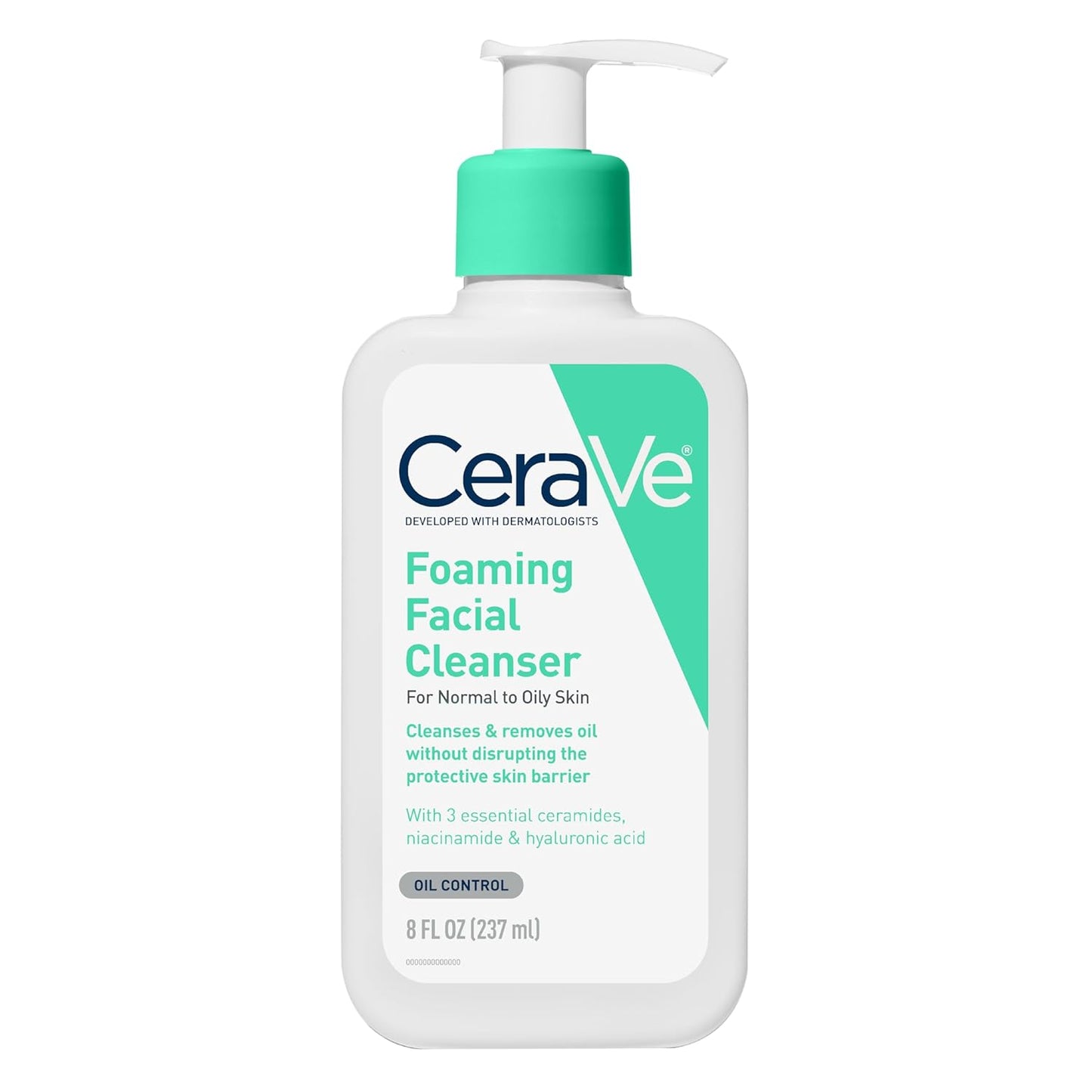 Foaming Facial Cleanser, Daily Face Wash for Oily Skin, Hyaluronic Acid + Ceramides + Niacinamide, Fragrance Free & Paraben Free, Non-Drying Oil Control Face Wash, 16 Fluid Ounces