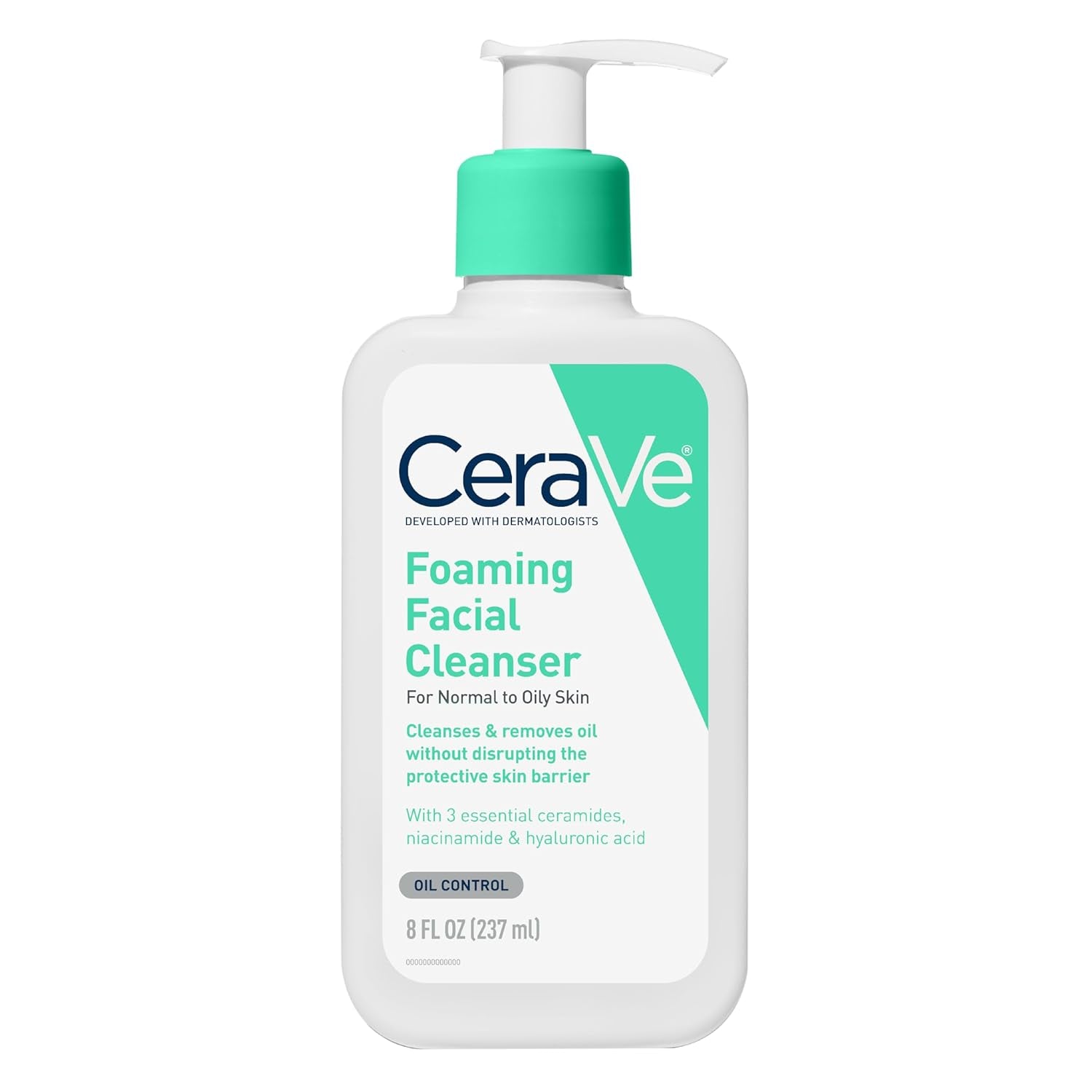 Foaming Facial Cleanser, Daily Face Wash for Oily Skin, Hyaluronic Acid + Ceramides + Niacinamide, Fragrance Free & Paraben Free, Non-Drying Oil Control Face Wash, 16 Fluid Ounces
