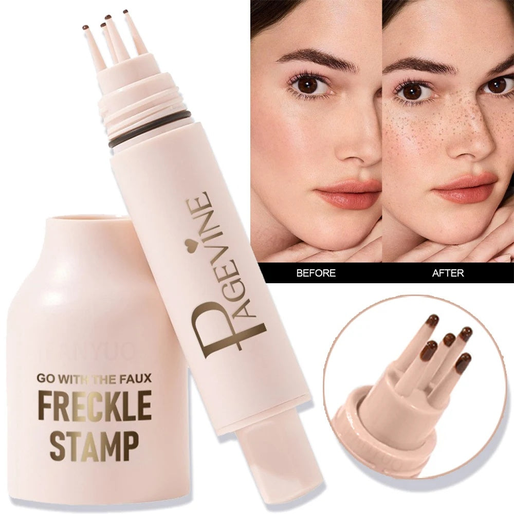 Freckle Stamp Pen,Fake Freckles Stain Marker Pencil Tool for Natural and Lifelike Sunkissed Face Freckle Makeup for Waterproof and Long-Lasting