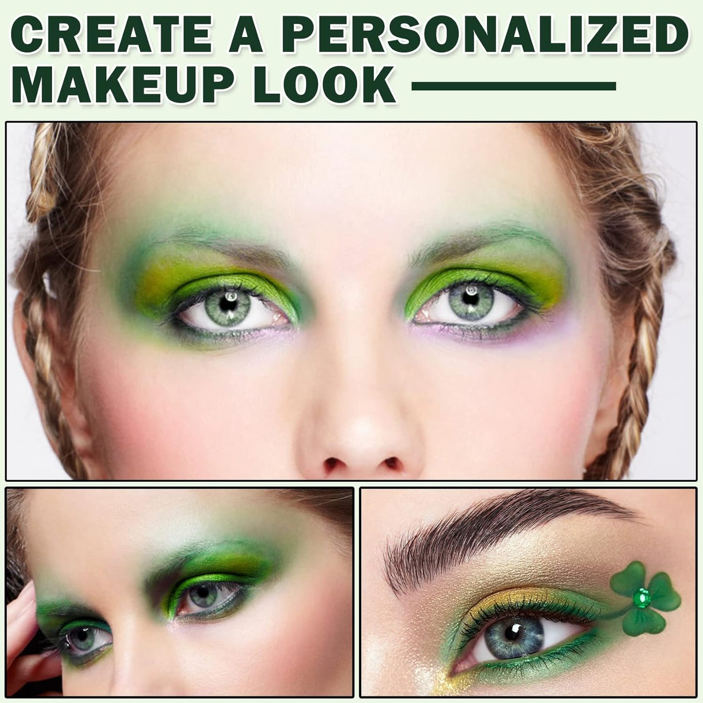 15 Color Green Eyeshadow Palette Highly Color, Long Lasting Waterproof Matte Shimmer Yellow Eye Shadow Palette Glitter Eyeshadow Pallets for Women Girls Daily Christmas Green Makeup