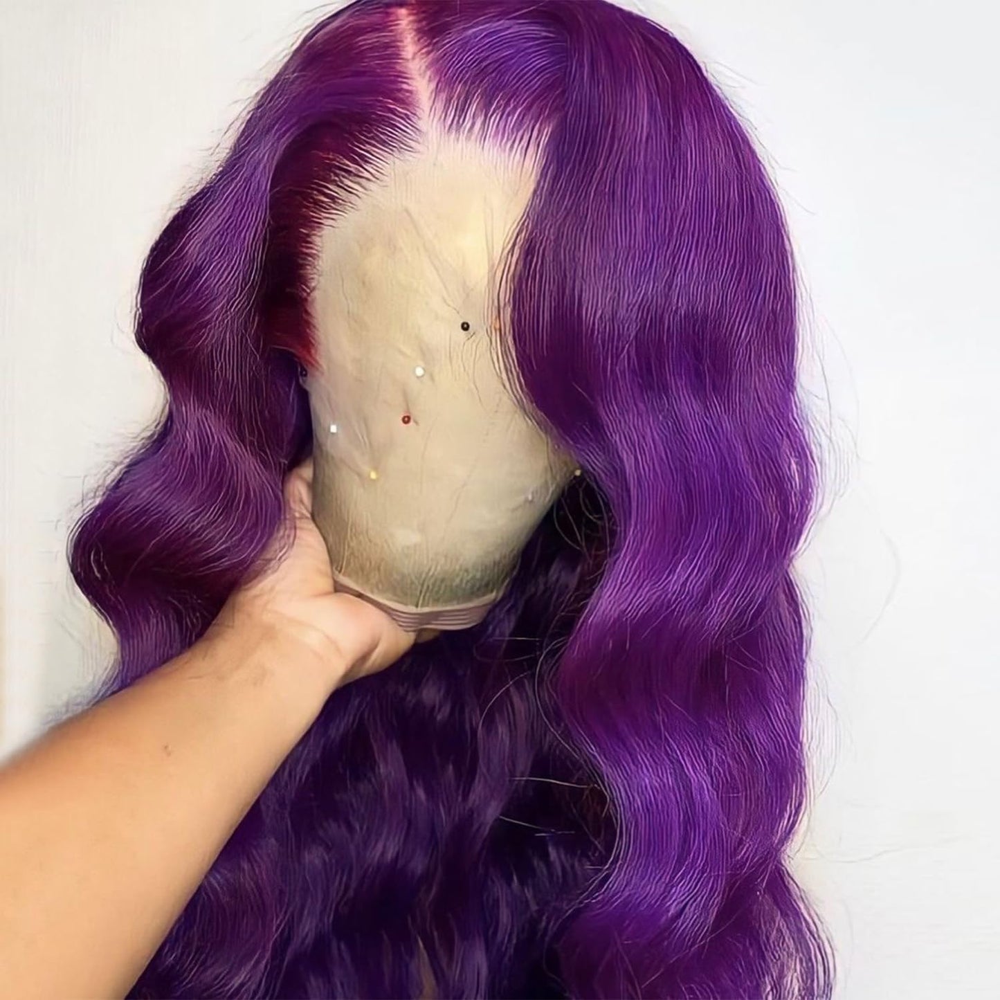 Purple Body Wave 13X4 Lace Frontal Wigs HD Lace Front Wigs Glueless Pre Plucked Bluish Violet Glueless Wigs 28 Inch Soft Hair Natural Hair Line Baby Hair Heat Resistant