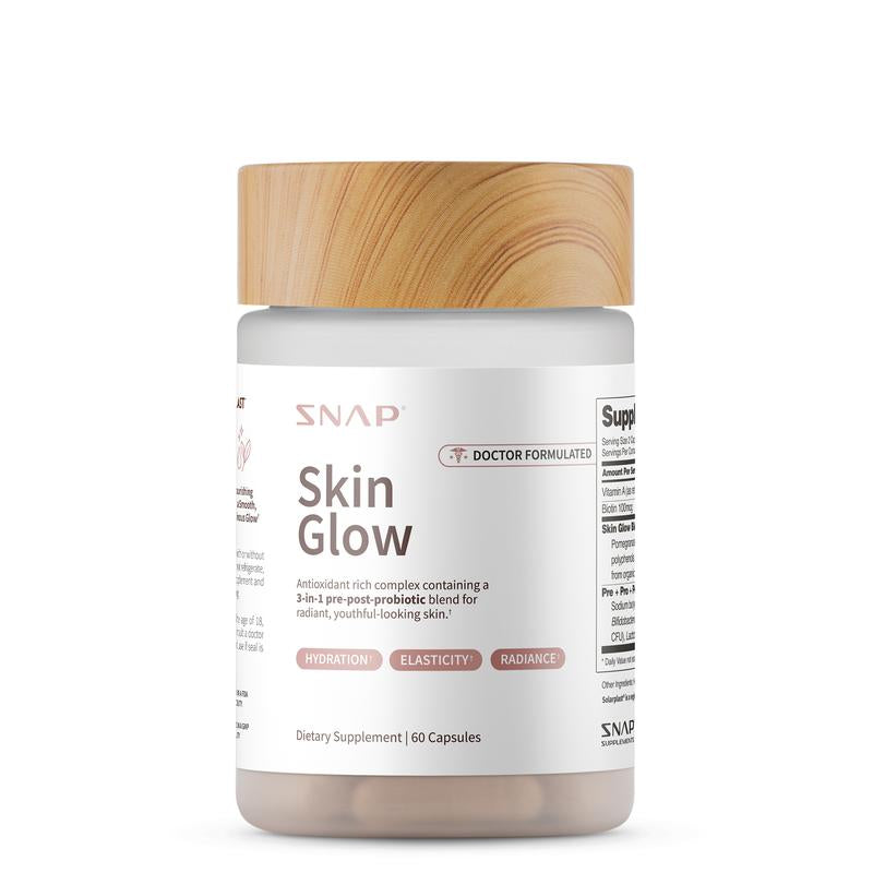 SNAP – Skin Glow – 3-In-1 Gut-Skin Formula with Prebiotics, Probiotics & Postbiotics – Enhances Radiance, Elasticity & Smoothness