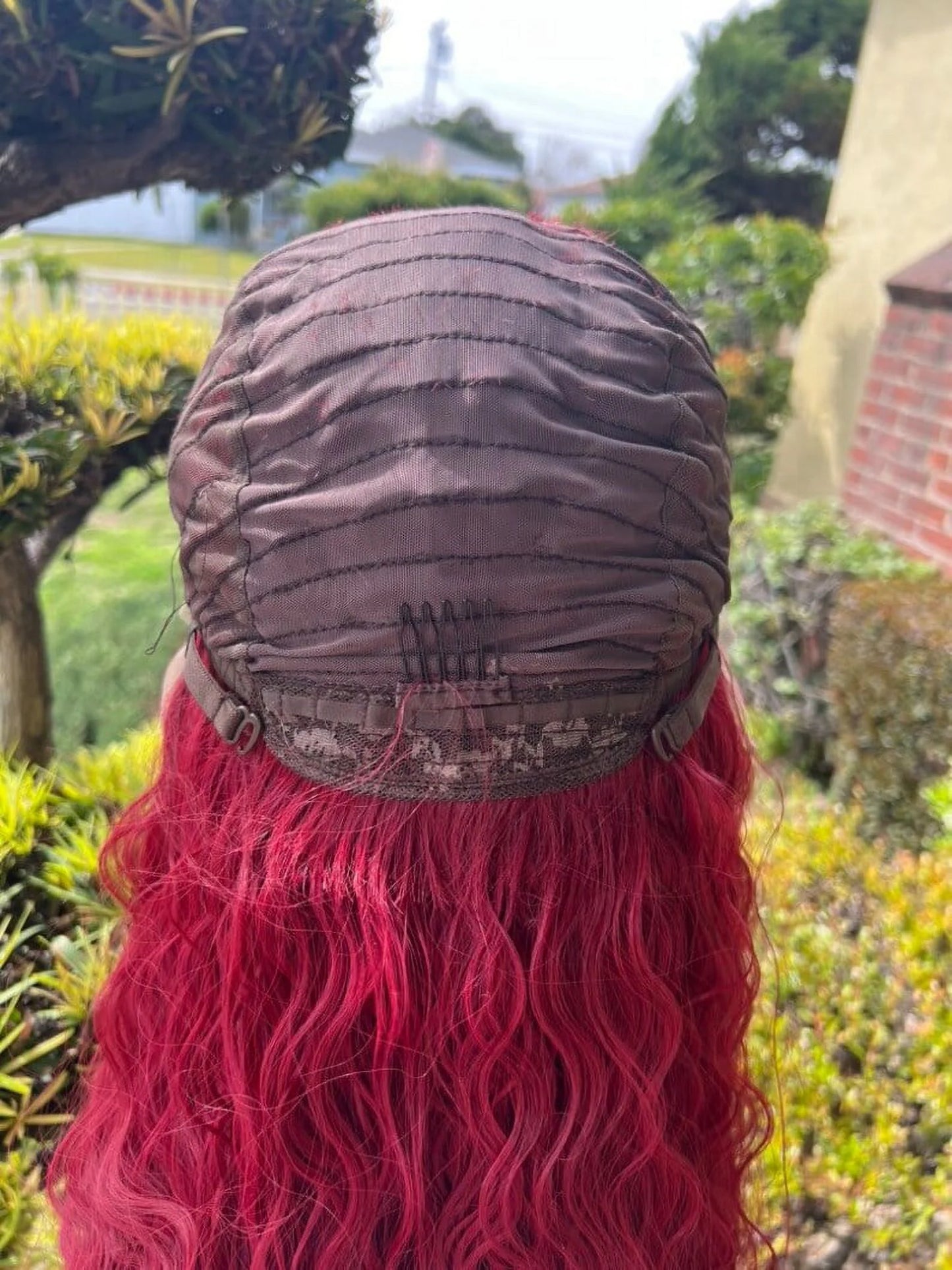 Long Burgundy Synthetic Wig Lace Front Wigs with Pre Plucked Baby Hair 24 Inch Long