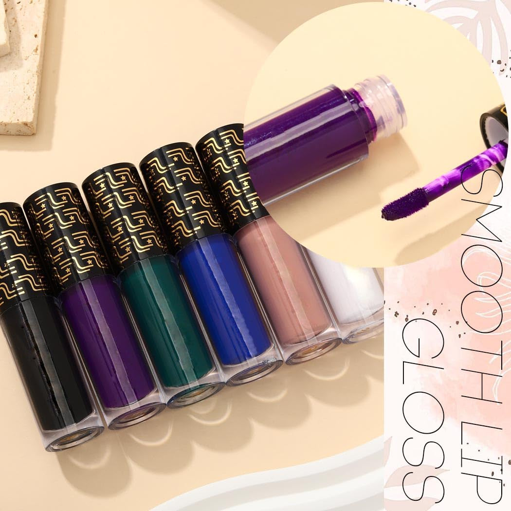 Matte Liquid Lipstick Halloween Lipsticks Gothic Pigment Lip Gloss Velvet Lipglaze Costume Lips Cosmestis for Women and Girls Pack of 1 (Purple)