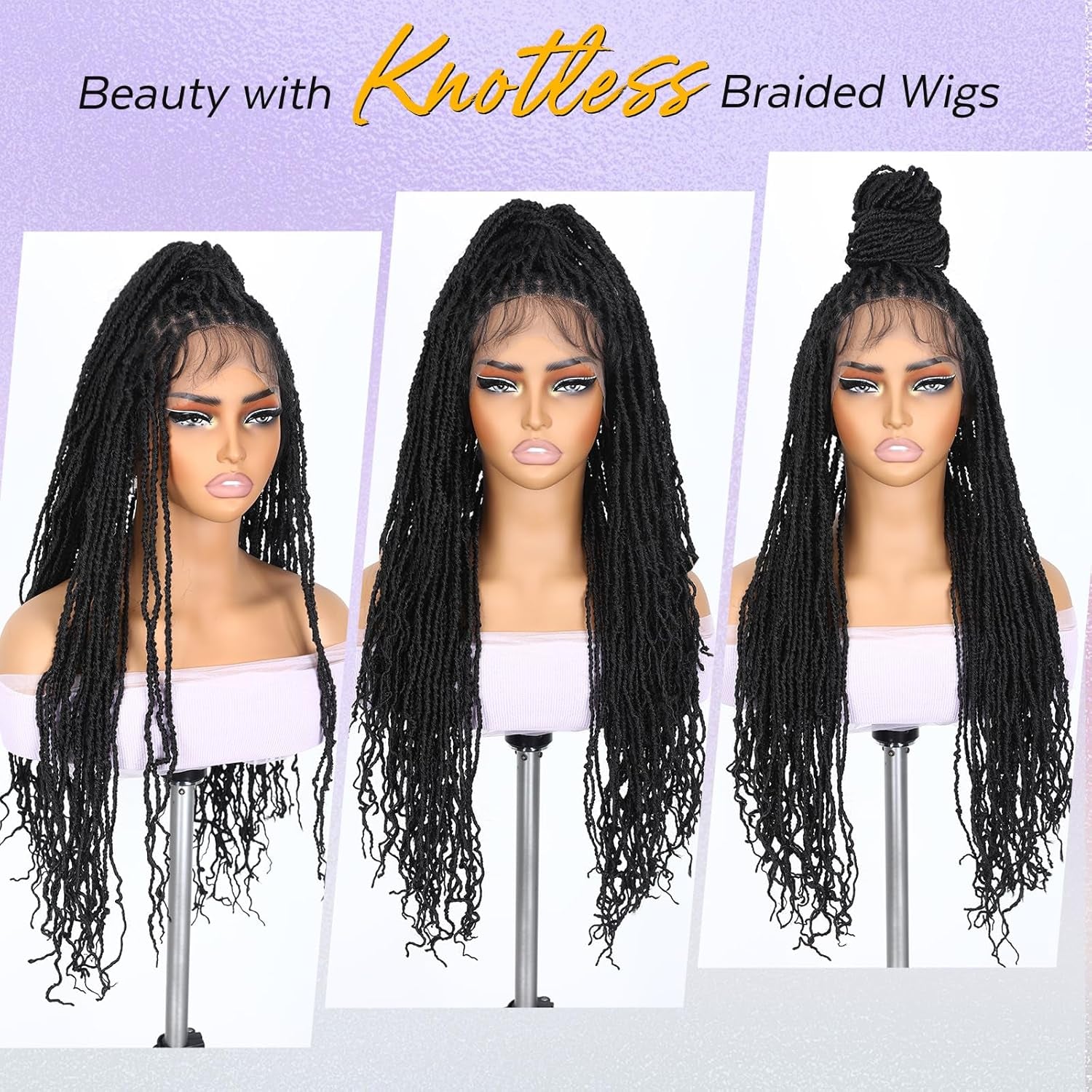 Full Lace Faux Locs Wigs for Black Women Knotless Square Part Dreadlock Wig with Baby Hair Soft Loc Synthetic Dreadlock Wigs Goddess Locs Braided Lace Front Wig