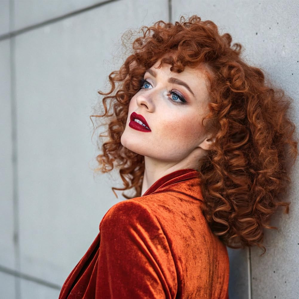 Short Blonde Curly Wigs for Women Fluffy Natural Looking Synthetic Cosplay Daily Hair Wig