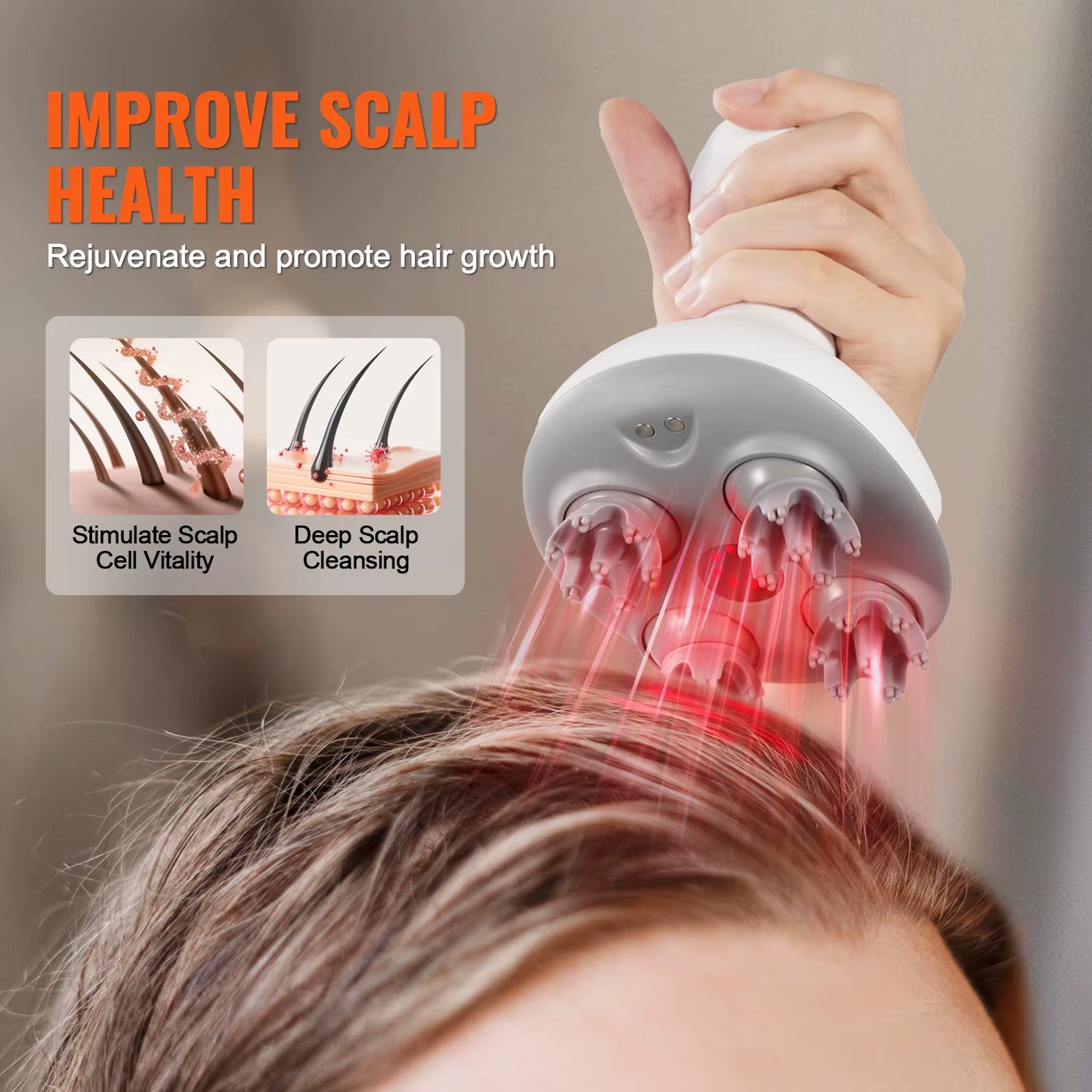 Succebuy Electric Scalp Massager Rechargeable Head Massager Hair Growth Waterproof Portable Kneading Electric Scalp Scratcher