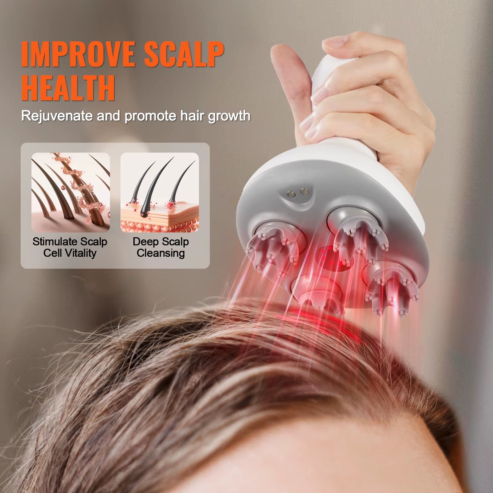 Succebuy Electric Scalp Massager Rechargeable Head Massager Hair Growth Waterproof Portable Kneading Electric Scalp Scratcher