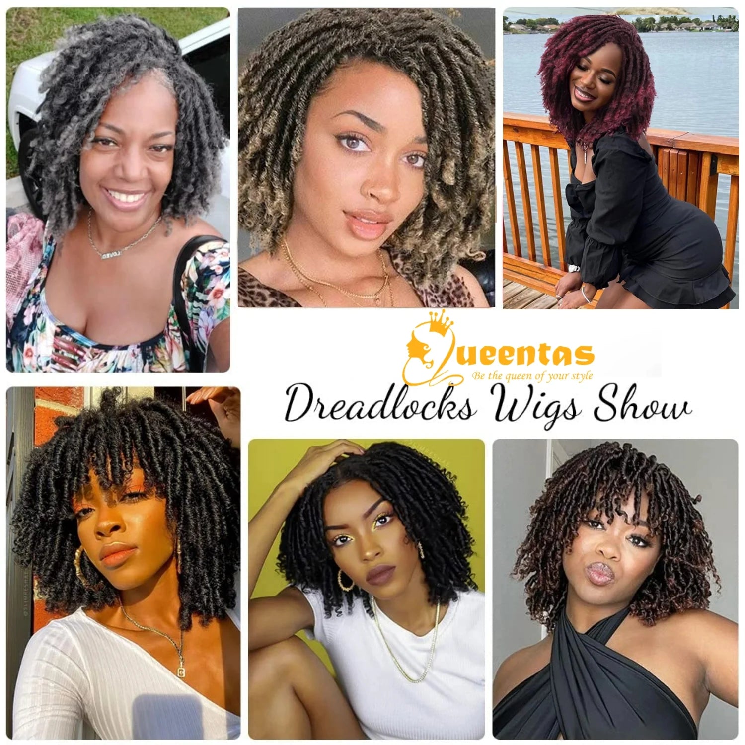 Dreadlock Wig for Black Women Braided Wigs Short Curly Braid Wig Twist Wig Synthetic Red Curly Wigs for Women(Black Mix Burgundy)
