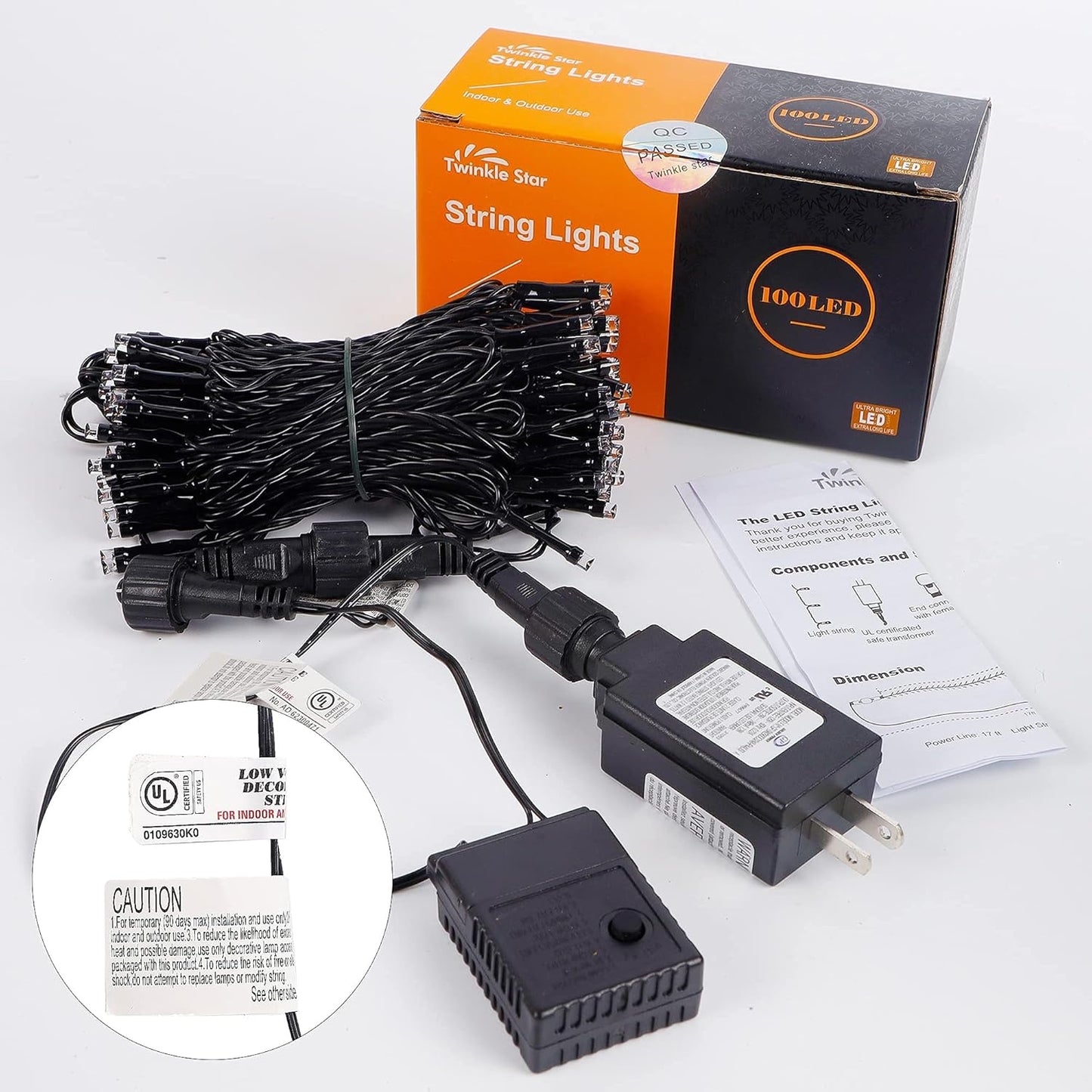 33FT 100 LED Halloween String Lights Orange, Plug in Black Wire Fairy Lights 8 Modes Waterproof Mini Light for Outdoor Indoor Christmas Tree Holiday Wedding Party Bedroom Patio Tree Decor