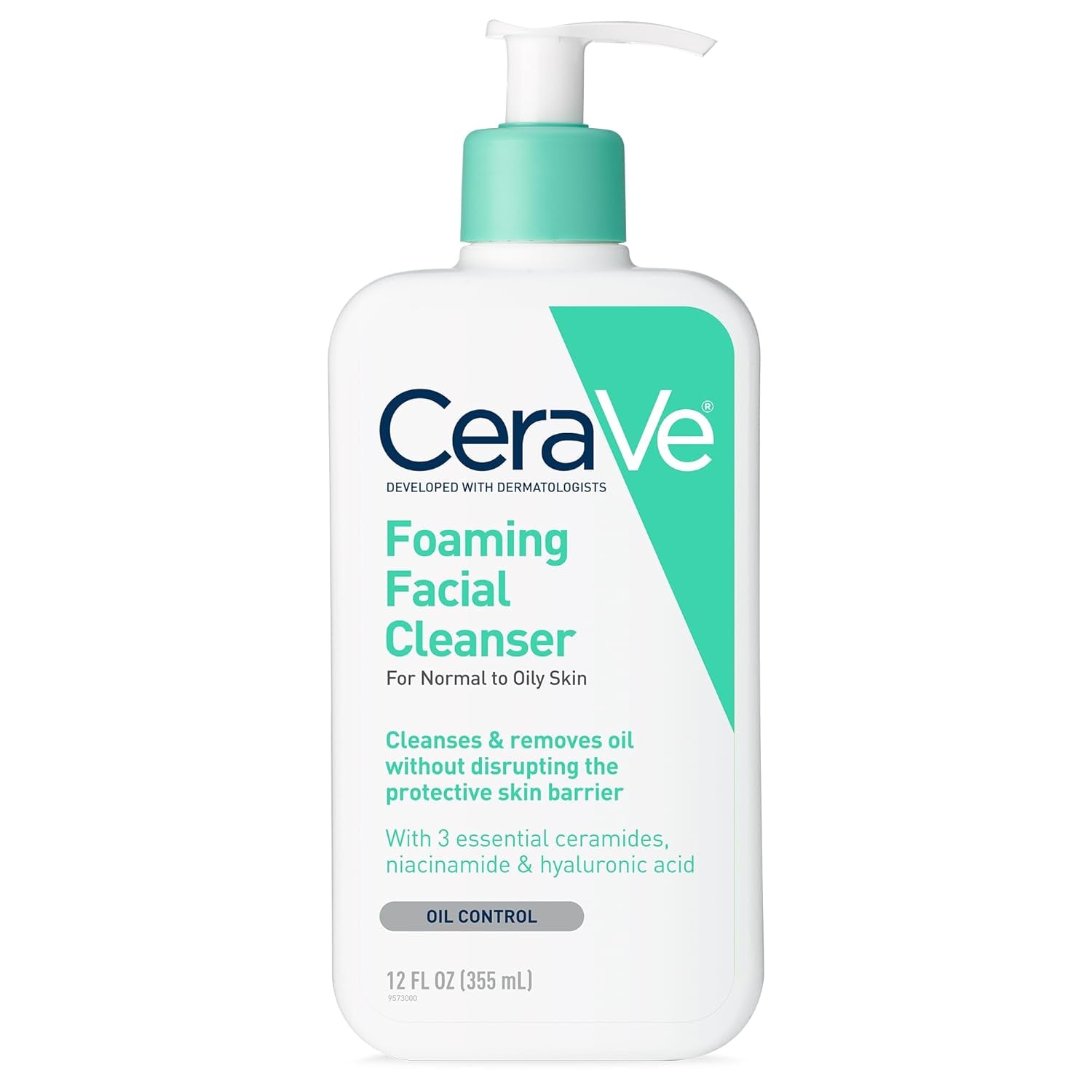 Foaming Facial Cleanser, Daily Face Wash for Oily Skin, Hyaluronic Acid + Ceramides + Niacinamide, Fragrance Free & Paraben Free, Non-Drying Oil Control Face Wash, 16 Fluid Ounces