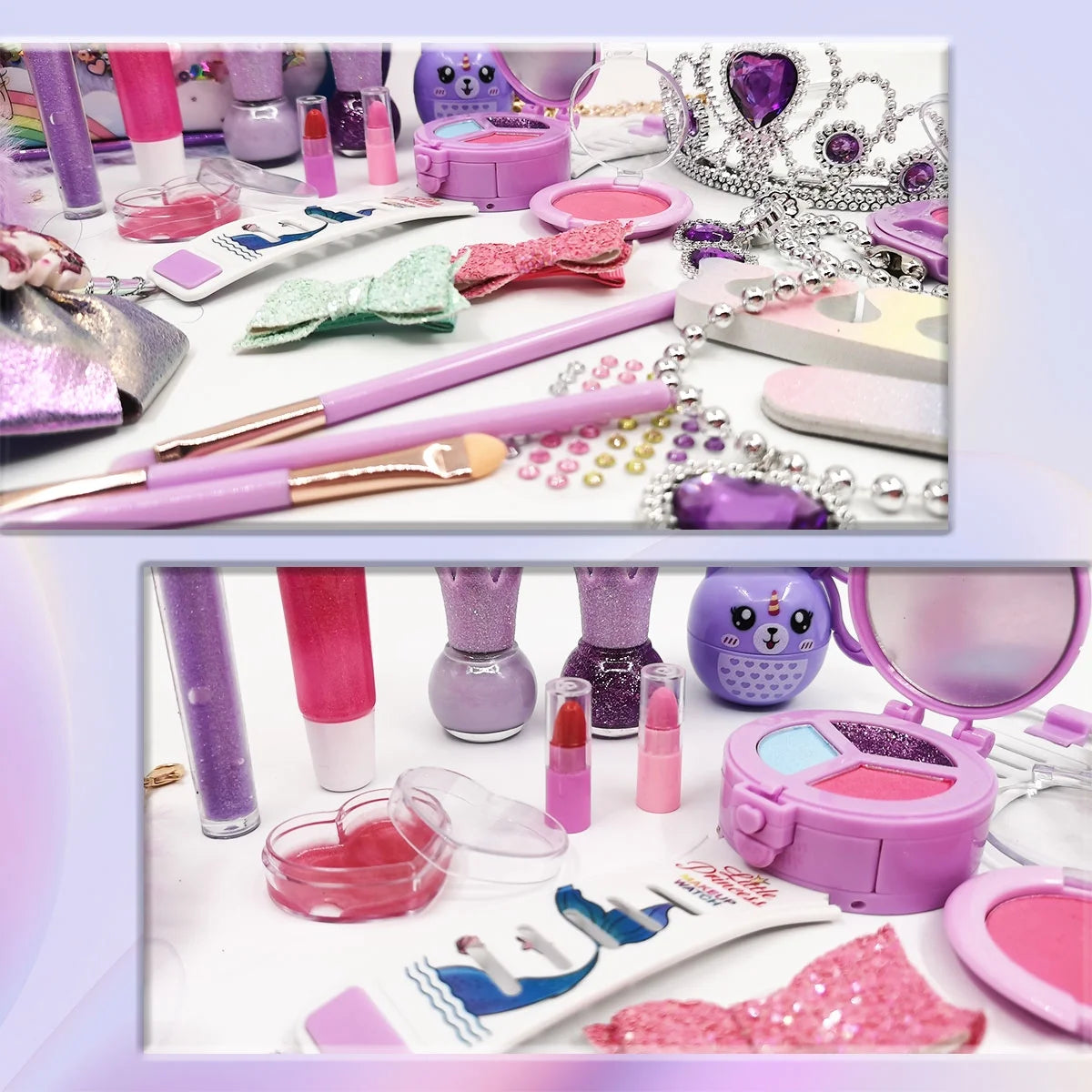 Washable Kids Makeup Set - Safe Makeup Kit for Girls, Pretend Play Makeup Toys for Toddlers, Ideal Princess Christmas Birthday Gifts for 3-10 Year Olds