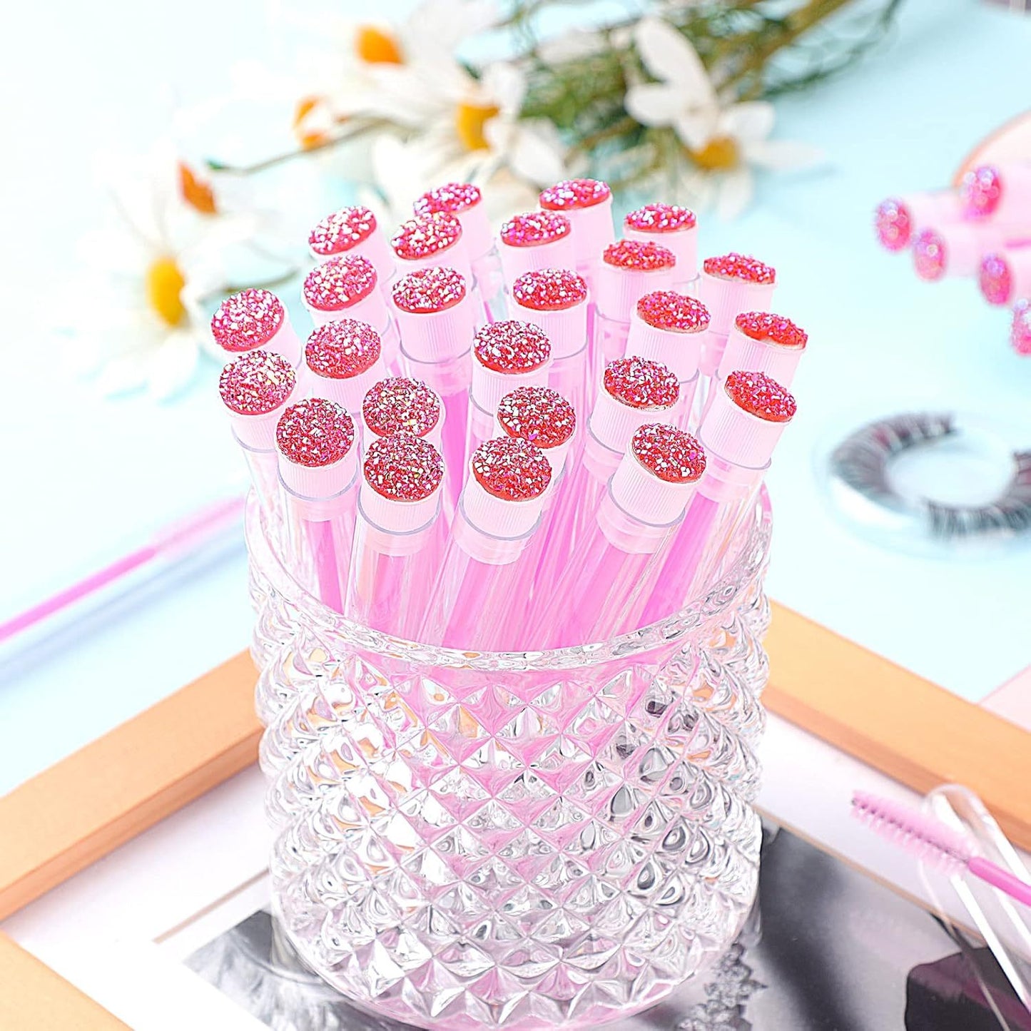 Disposable Mascara Wands | 10–50 Pcs Diamond Lash Spoolies (4 Colors)