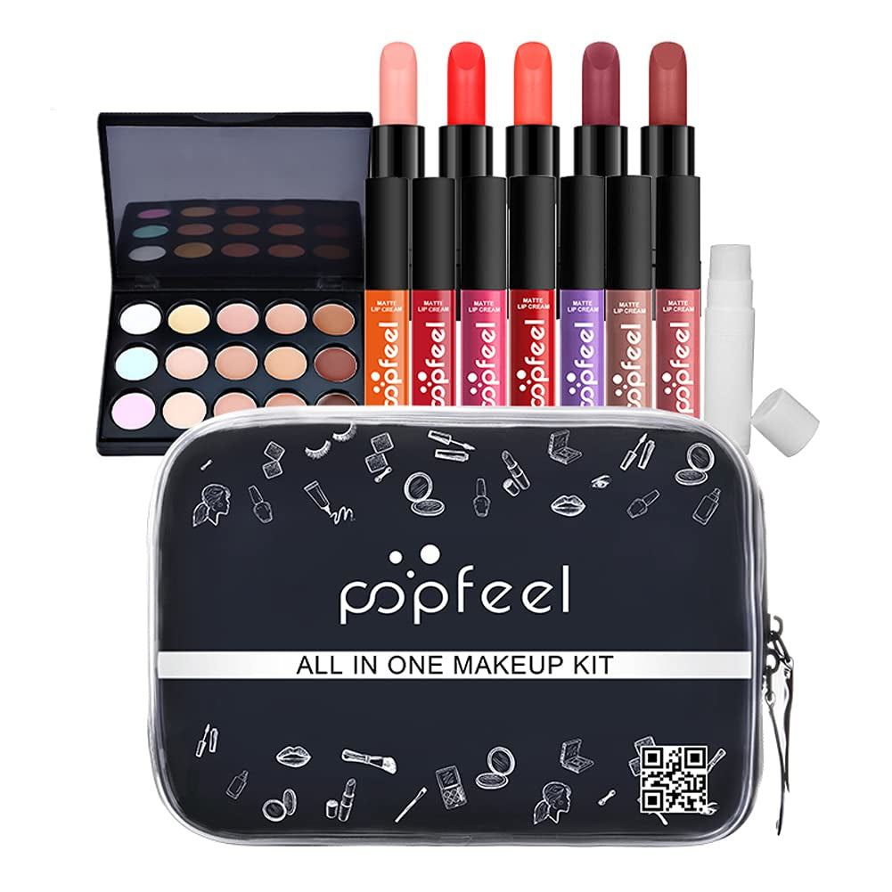 All in One Makeup Gift Kit, Multipurpose Makeup Set for Women, Full Kit with Face Makeup, Lipstick Set, Eyebrow Pencil, Lip Gloss (8 Pcs) (FJM1125WK2N106Q)