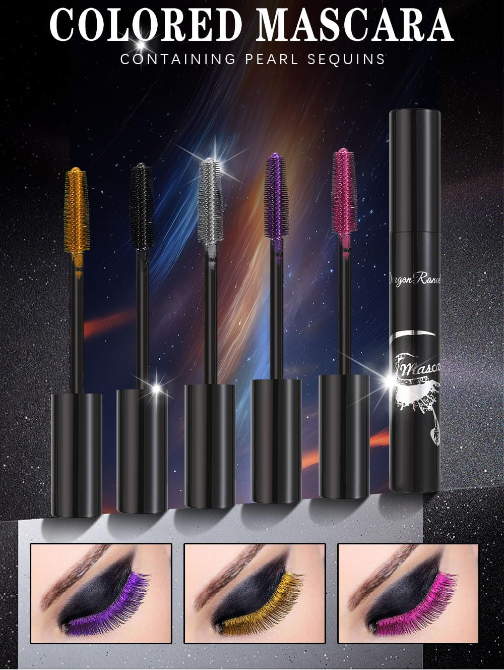 6 Colors Colored Mascara Waterproof Fast Dry Eyelashes Long Lasting Charming Voluminous Cruelty Free Vegan Eye Makeup