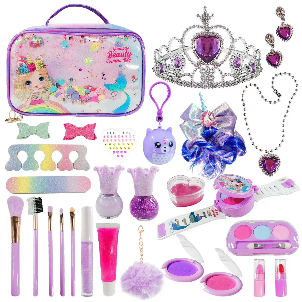 Washable Kids Makeup Set - Safe Makeup Kit for Girls, Pretend Play Makeup Toys for Toddlers, Ideal Princess Christmas Birthday Gifts for 3-10 Year Olds