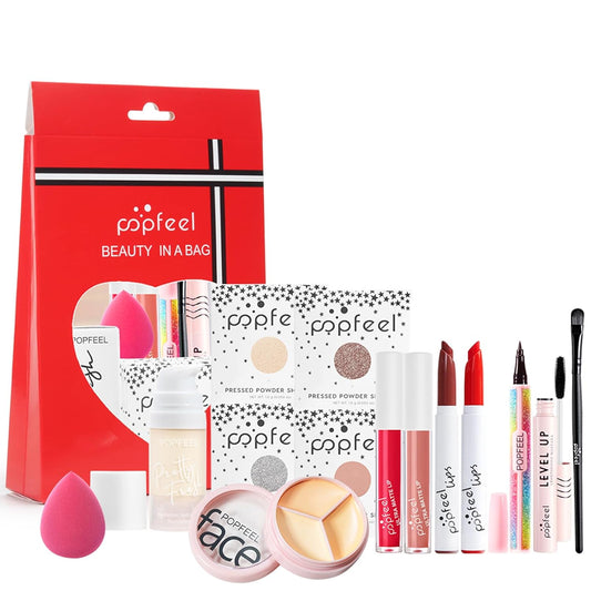 All-In-One Holiday Makeup Gift Set | Full Makeup Kit for Women Multipurpose Essential Bundle Include Eyeshadow Palette Lipstick Blush Concealer Face Powder Eyeliner Mascara Lipgloss Brush