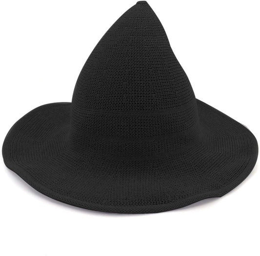 Womens Witch Hat Knitted Wool Cap for Halloween Party Masquerade Cosplay Costume Accessory and Daily, Black