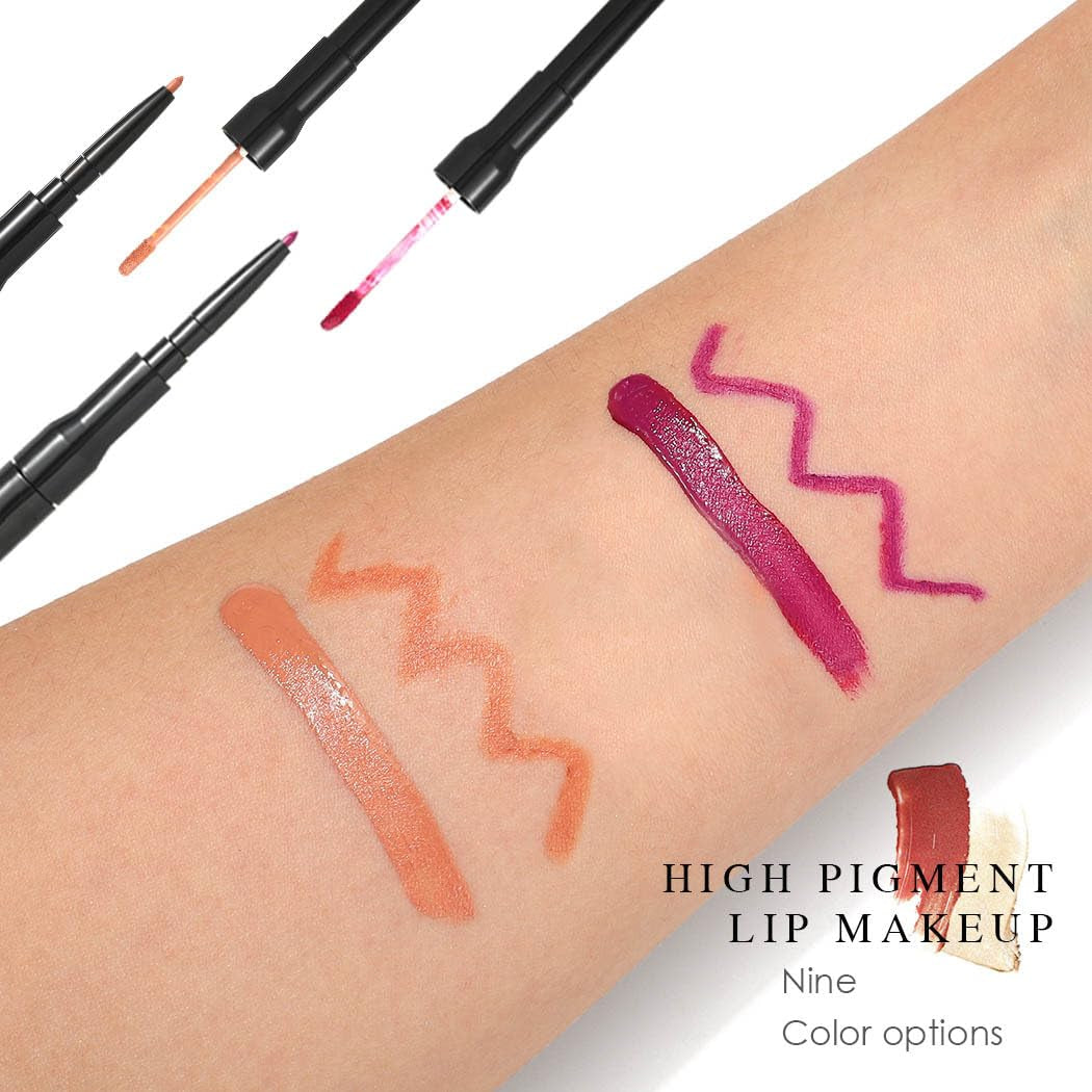 Matte Lip Liner Nude Liquid Lipsticks Double Head Lipsticks Smooth Lipgloss High Pigment Lips Makeup for Women and Girls Pack of 1 (Nude 1)