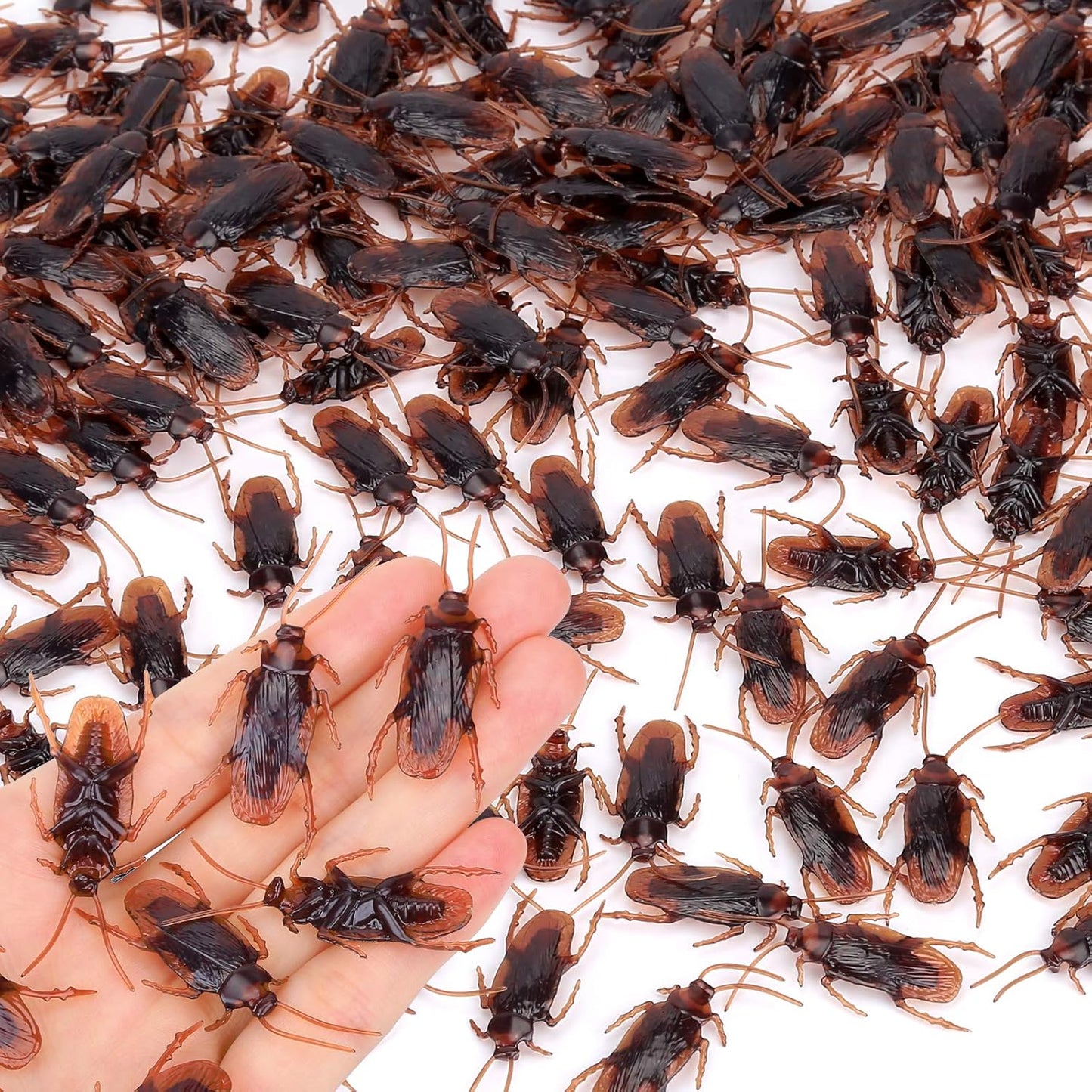 Pretty Realistic 50PCS Fake Roaches, Fake Cockroaches  Great Way to Play a Prank, Faux Cockroaches Lifelike Creepy Perfect for Halloween Project, Tricking People, Kid Playing