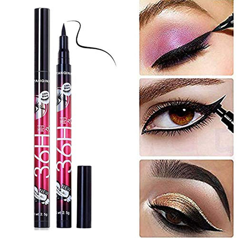 Eyeliner Waterproof Professional Liquid Long Lasting Cosmetics Eye Liner Pen Black 12 Pcs