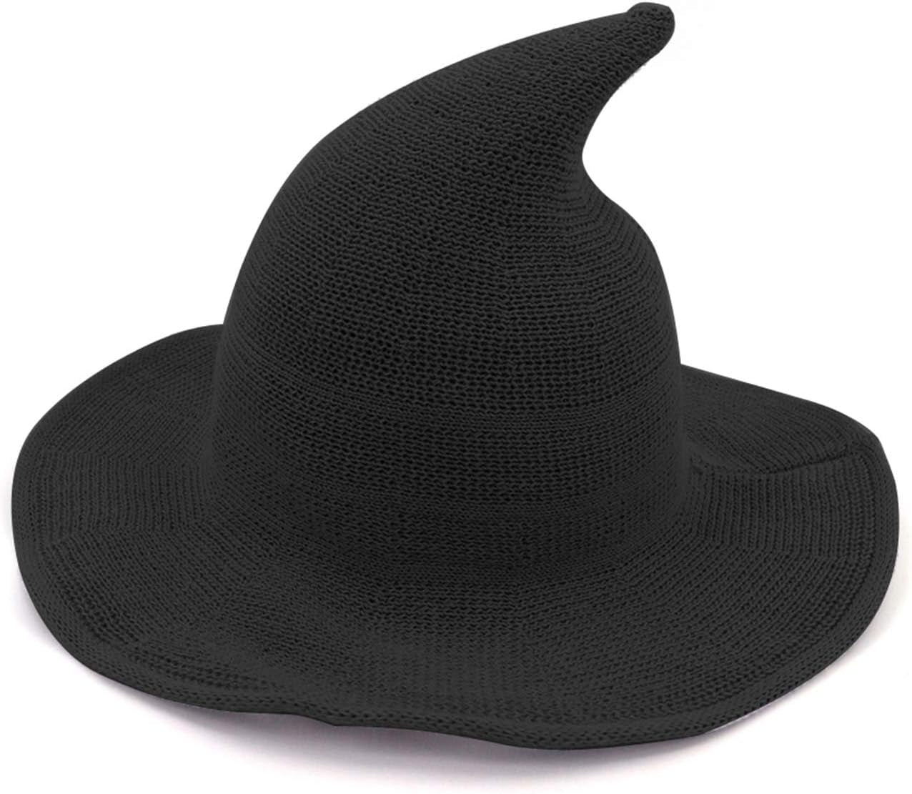 Womens Witch Hat Knitted Wool Cap for Halloween Party Masquerade Cosplay Costume Accessory and Daily, Black