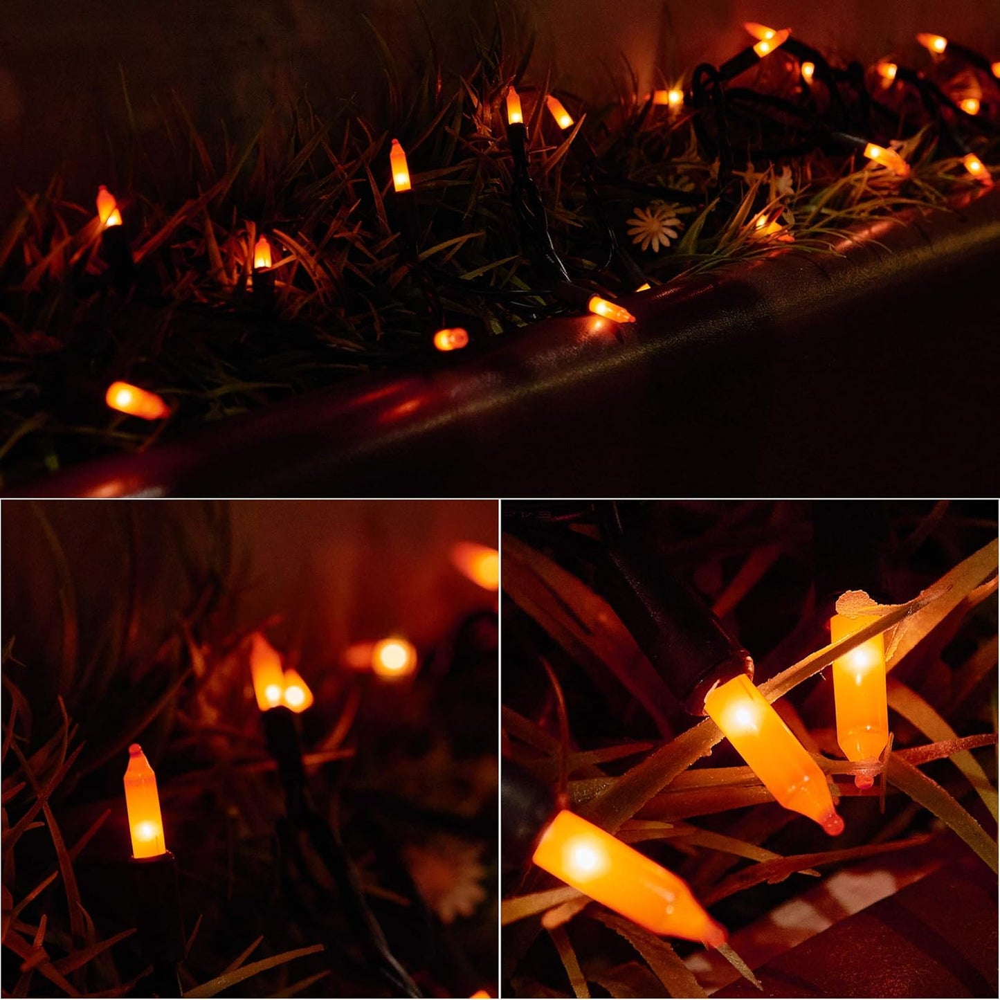 2 Pack Orange Halloween String Light, Battery Operated Lights 50 LED 16 FT String Light Waterproof Tree Lights with 8 Lighting Modes,Indoor Outdoor Patio Garden Halloween Decorations