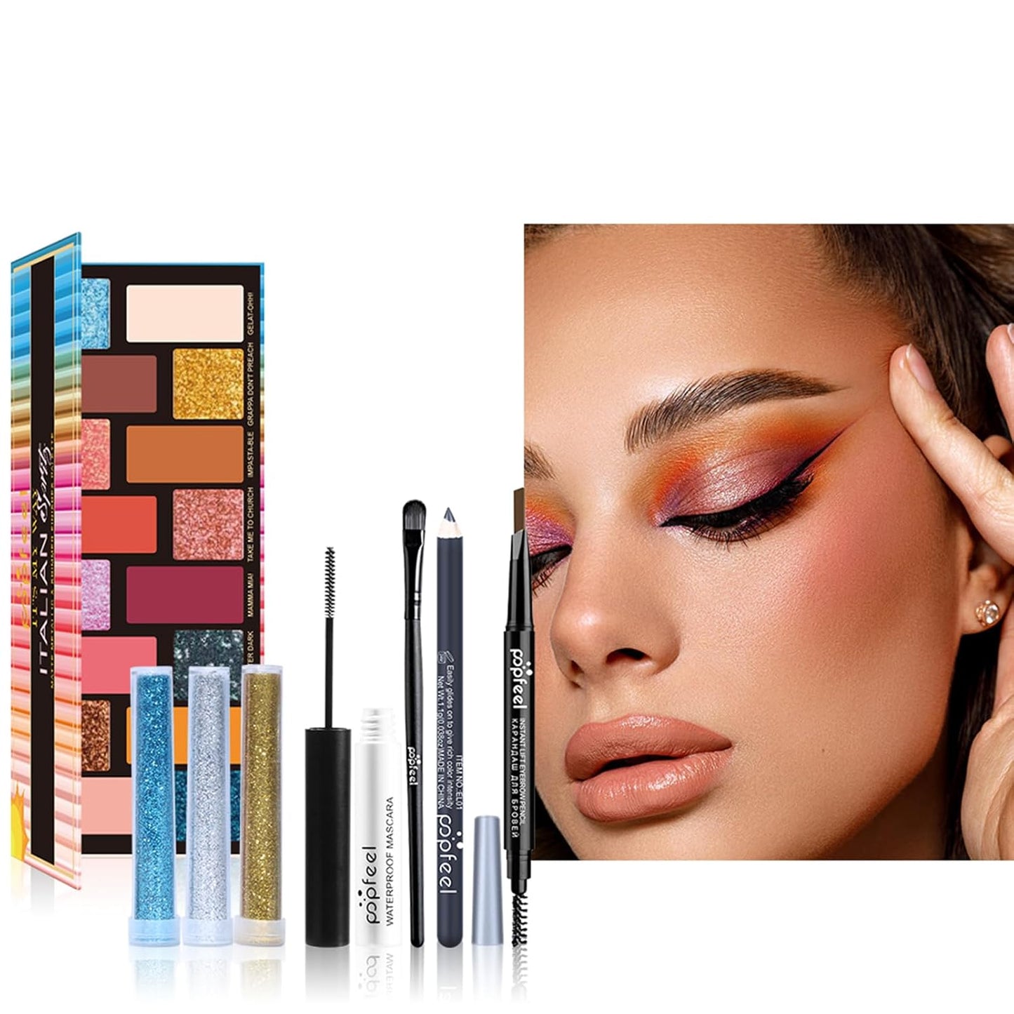 All-In-One Holiday Makeup Gift Set | Full Makeup Kit for Women Multipurpose Essential Bundle Include Eyeshadow Palette Lipstick Blush Concealer Face Powder Eyeliner Mascara Lipgloss Brush
