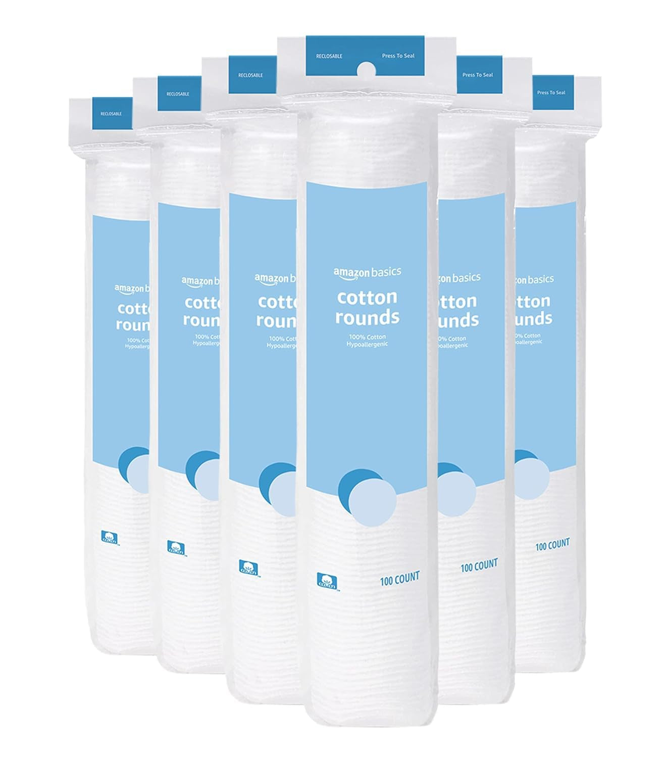 Hypoallergenic 100% Cotton Rounds for Makeup Removal and Skincare, 100 Count, 1 Pack
