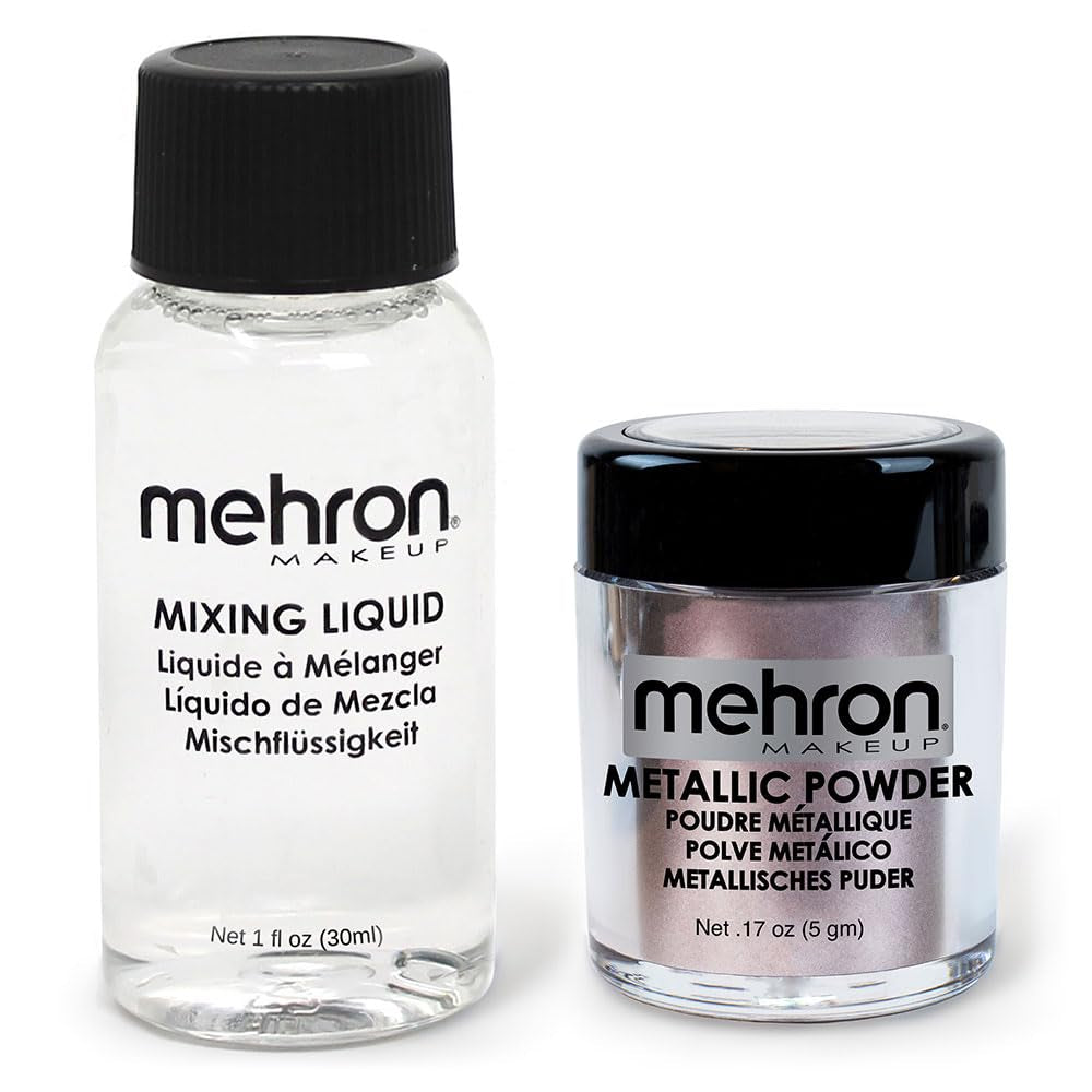 Makeup Metallic Powder (.17 Oz) with Mixing Liquid (1 Oz) (Silver)