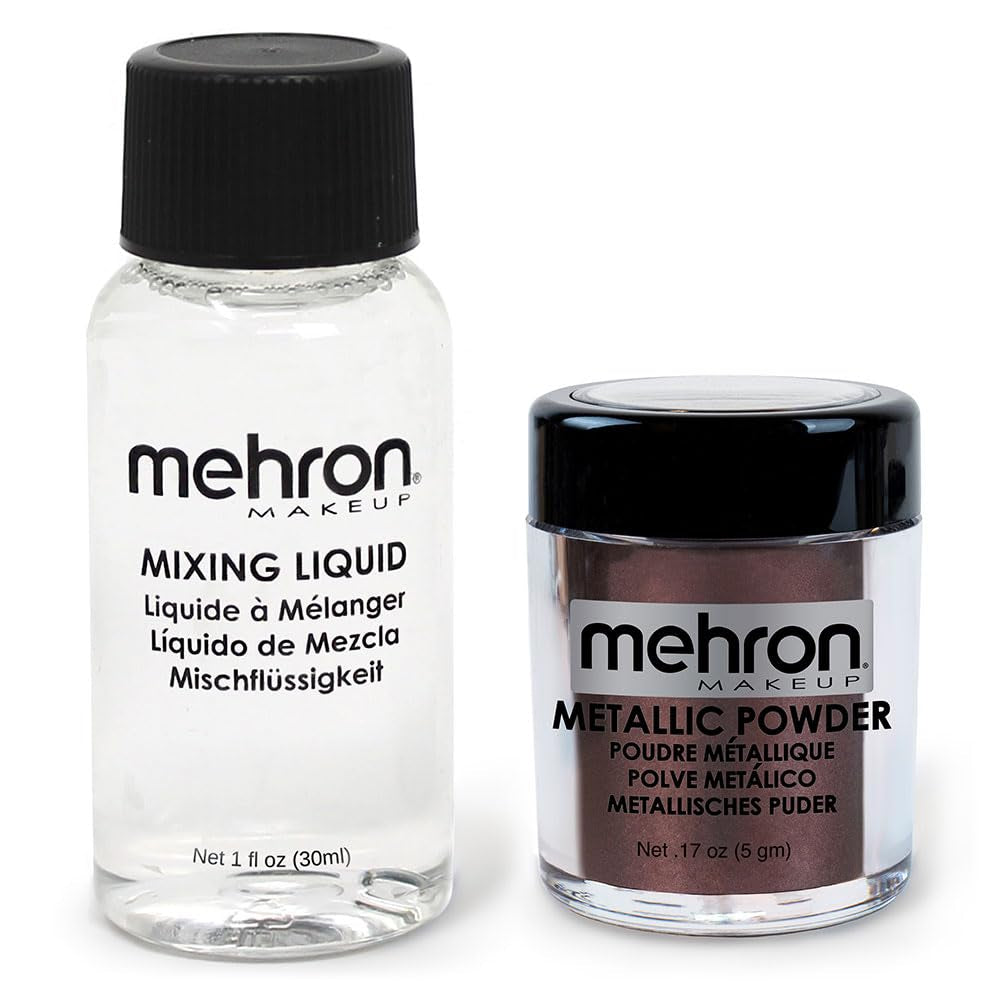 Makeup Metallic Powder (.17 Oz) with Mixing Liquid (1 Oz) (Silver)