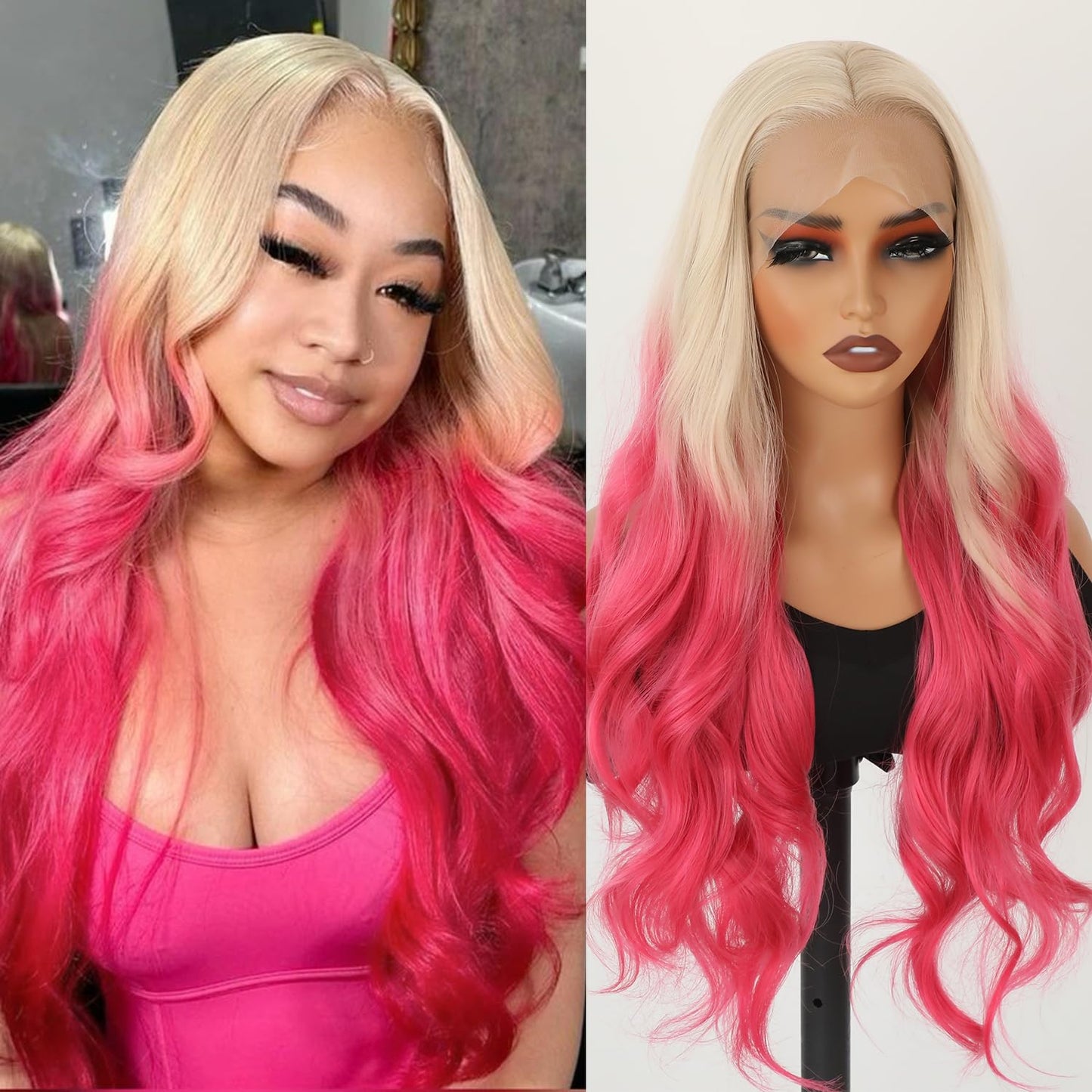 Purple Body Wave 13X4 Lace Frontal Wigs HD Lace Front Wigs Glueless Pre Plucked Bluish Violet Glueless Wigs 28 Inch Soft Hair Natural Hair Line Baby Hair Heat Resistant