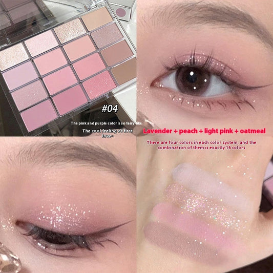 16 Colors Eye Shadow Plate Shimmer Matte Brightening Crouching Silkworm