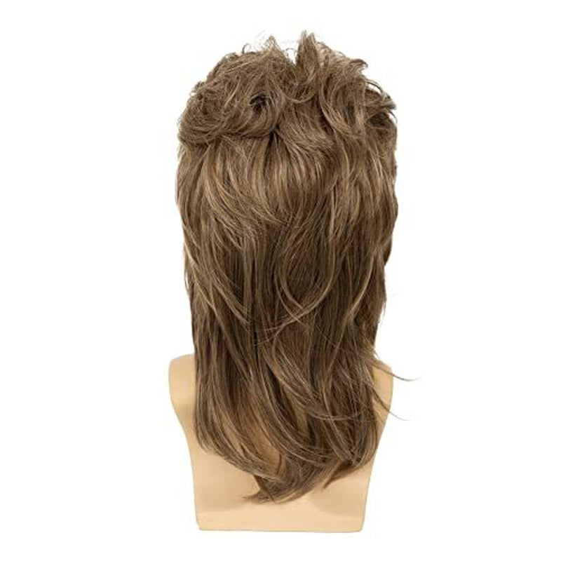 Mens Mullet Wigs Brown Curly 70S 80S Retro Cosplay Costume Wig Rocker Disco F...